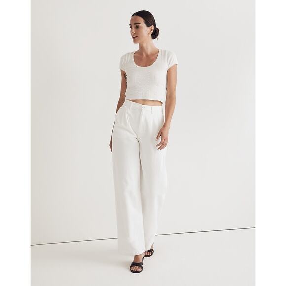 Madewell Pointelle Scoopneck Crop Tee Size XXS - Picture 2 of 6